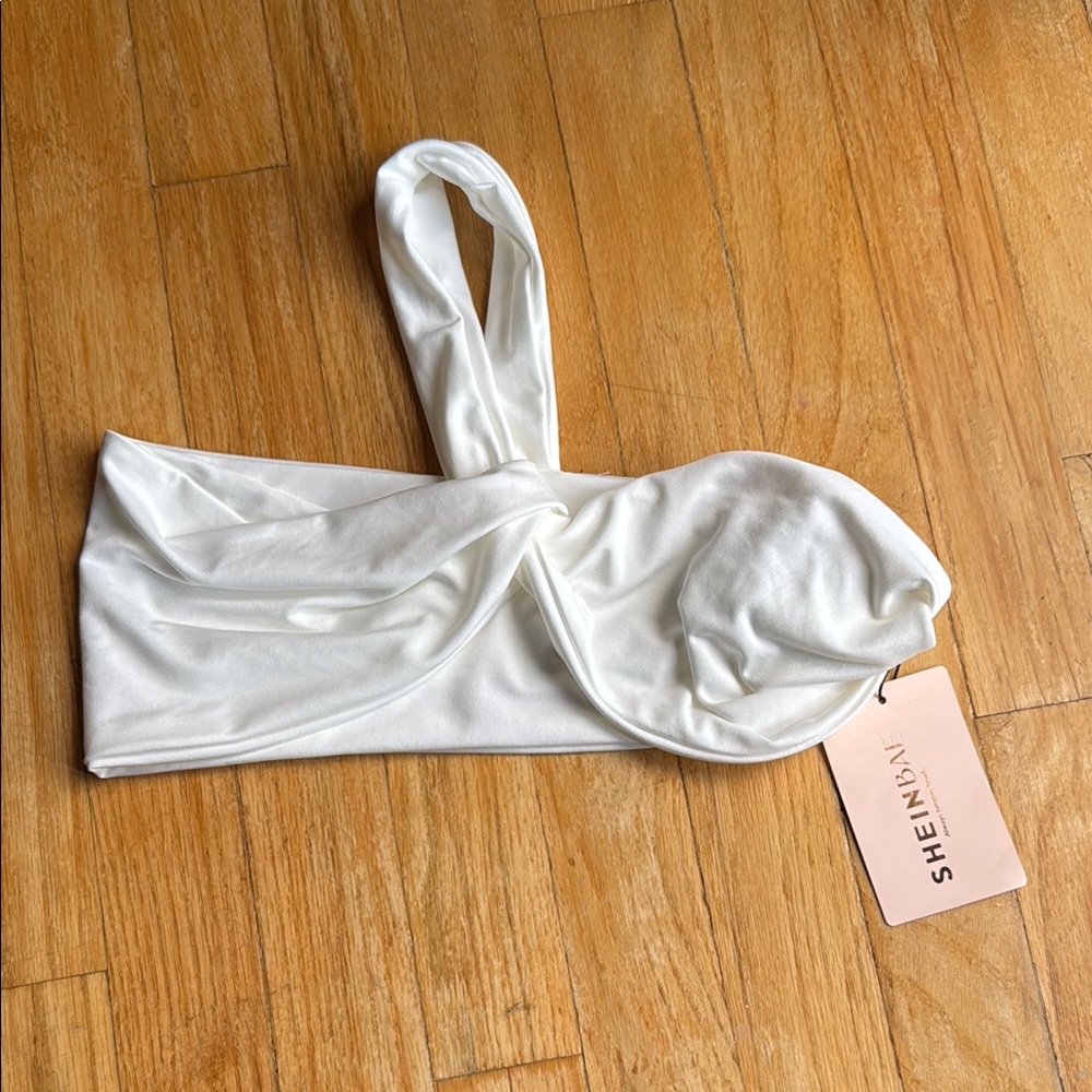 SHEIN White One-Shoulder Bralette